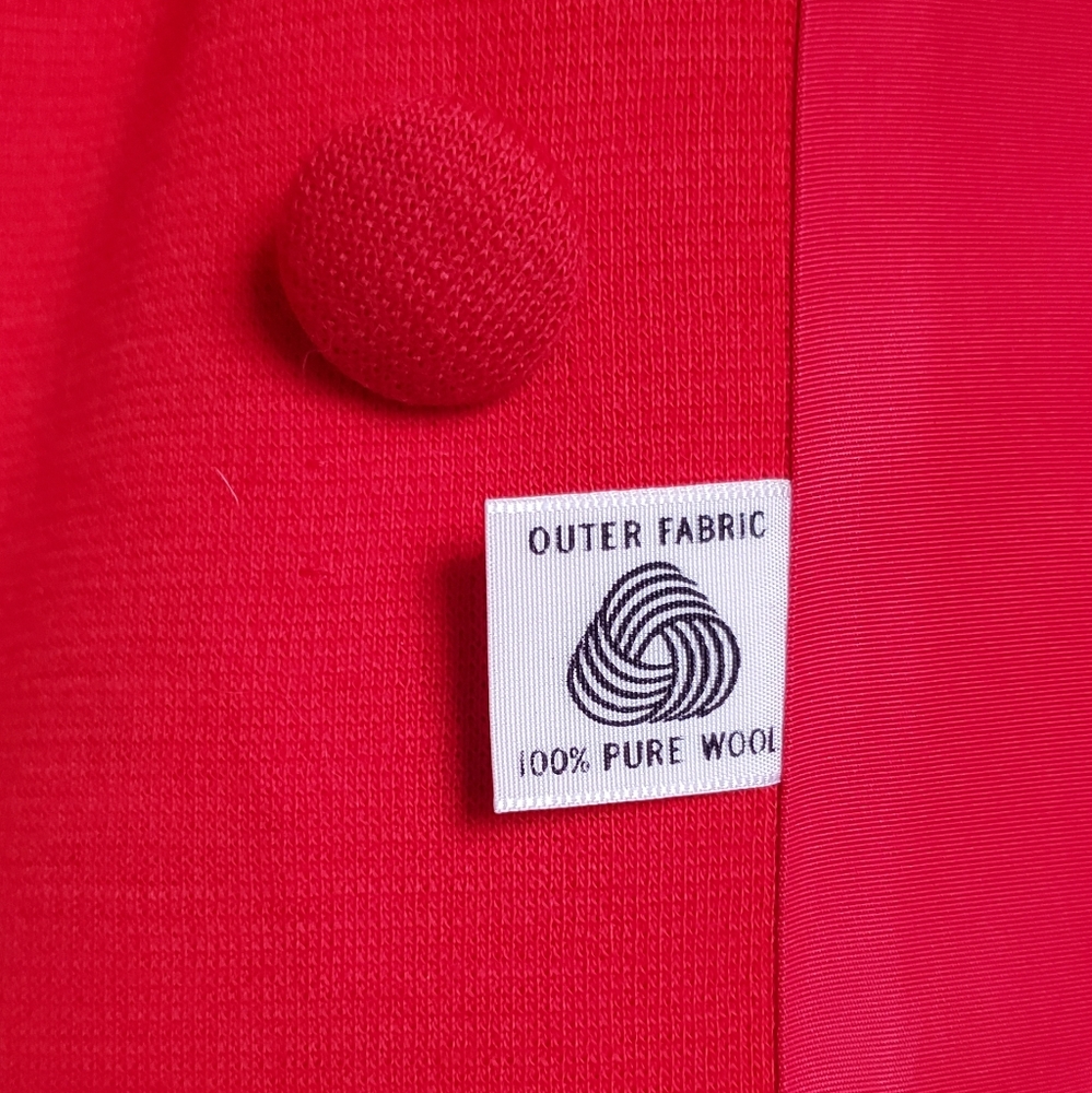 Vintage 50's Kagels Red 100% Wool Swing Jacket Fur Trim Retro Winter Coat Lined - Picture 9 of 15